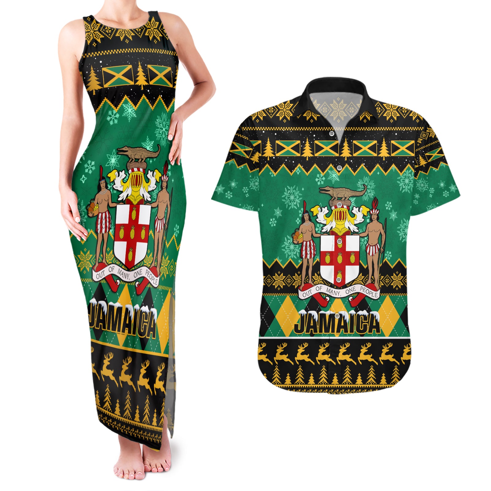 personalised-jamaica-christmas-couples-matching-tank-maxi-dress-and-hawaiian-shirt-jamaican-coat-of-arms-xmas-vibes