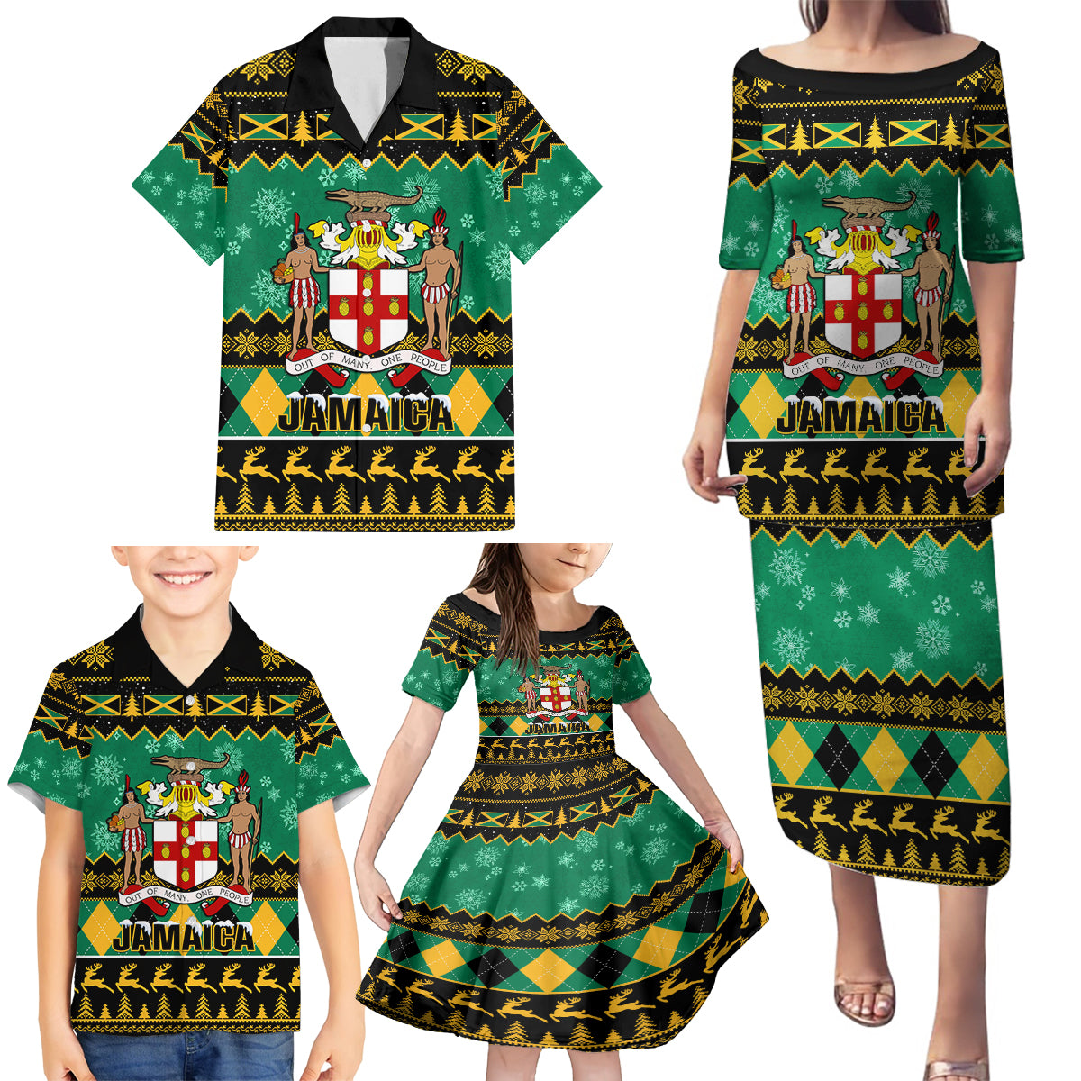 personalised-jamaica-christmas-family-matching-puletasi-dress-and-hawaiian-shirt-jamaican-coat-of-arms-xmas-vibes