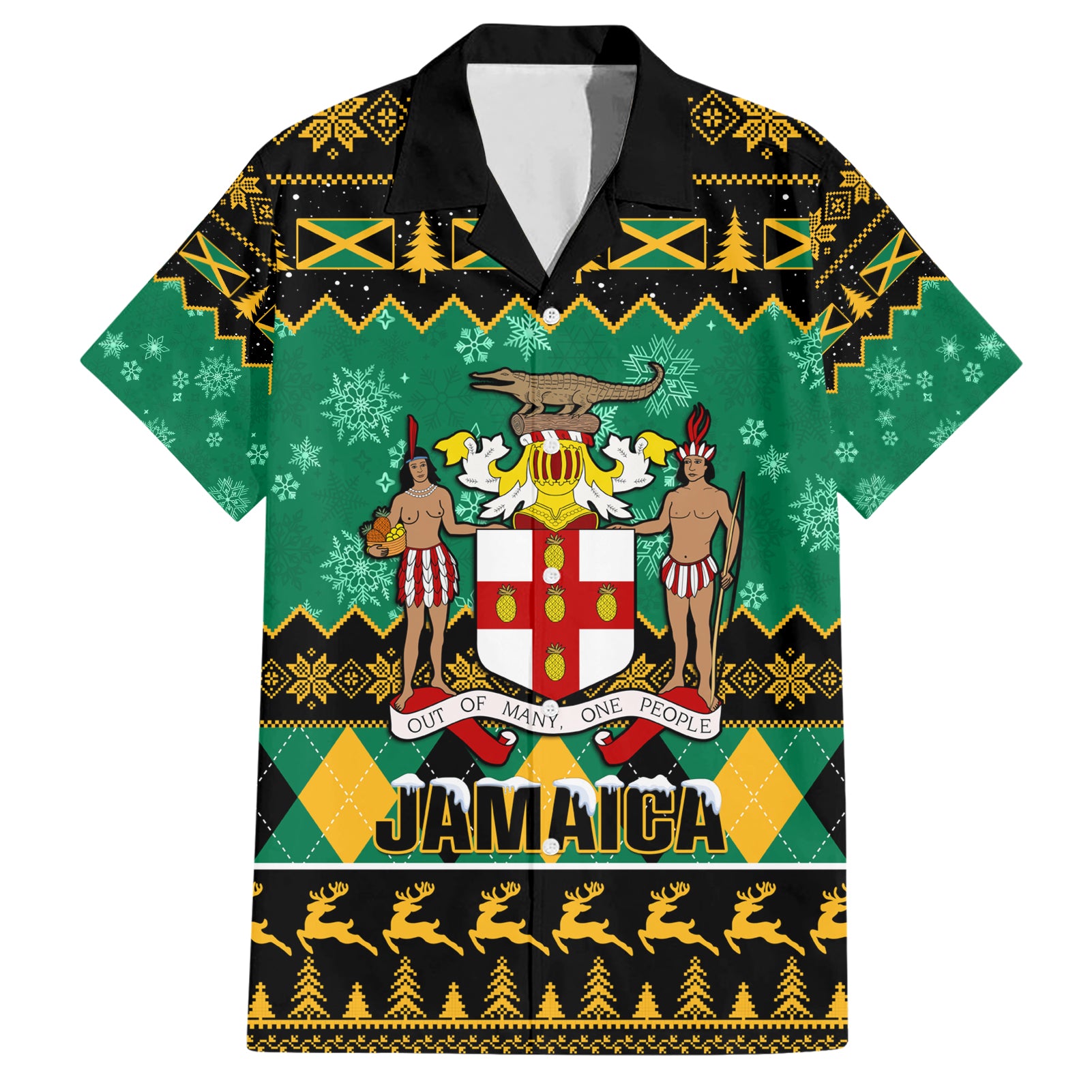 personalised-jamaica-christmas-hawaiian-shirt-jamaican-coat-of-arms-xmas-vibes