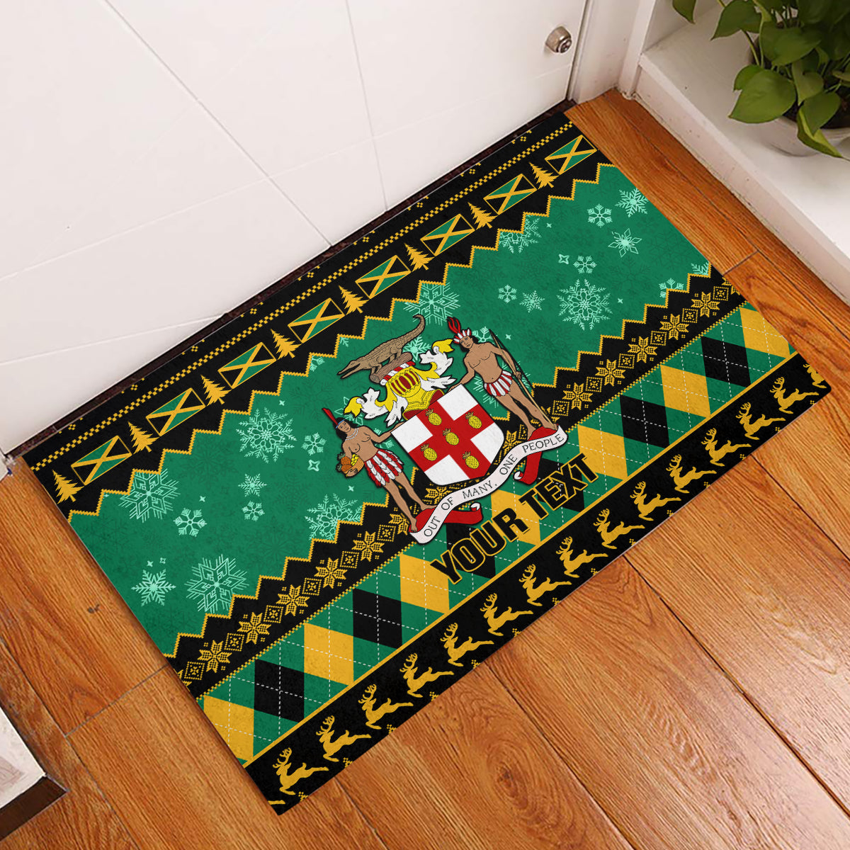 personalised-jamaica-christmas-rubber-doormat-jamaican-coat-of-arms-xmas-vibes