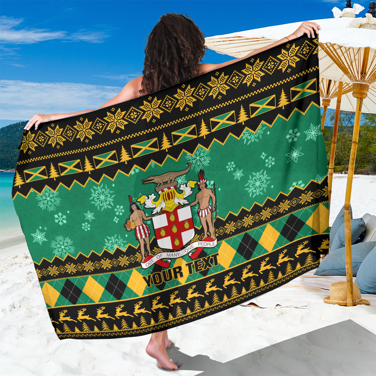 personalised-jamaica-christmas-sarong-jamaican-coat-of-arms-xmas-vibes