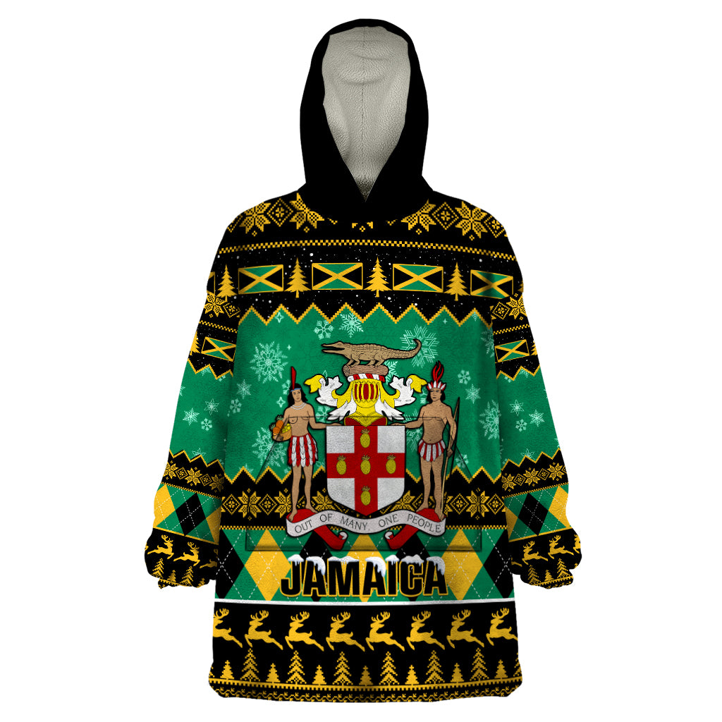 personalised-jamaica-christmas-wearable-blanket-hoodie-jamaican-coat-of-arms-xmas-vibes