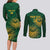 Custom South Africa Cricket Couples Matching Long Sleeve Bodycon Dress and Long Sleeve Button Shirt Go Champions Proteas - Wonder Print Shop