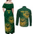 Custom South Africa Cricket Couples Matching Off Shoulder Maxi Dress and Long Sleeve Button Shirt Go Champions Proteas - Wonder Print Shop