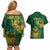 Custom South Africa Cricket Couples Matching Off Shoulder Short Dress and Hawaiian Shirt Go Champions Proteas - Wonder Print Shop