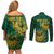 Custom South Africa Cricket Couples Matching Off Shoulder Short Dress and Long Sleeve Button Shirt Go Champions Proteas - Wonder Print Shop