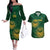 Custom South Africa Cricket Couples Matching Off The Shoulder Long Sleeve Dress and Hawaiian Shirt Go Champions Proteas - Wonder Print Shop