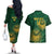 Custom South Africa Cricket Couples Matching Off The Shoulder Long Sleeve Dress and Hawaiian Shirt Go Champions Proteas - Wonder Print Shop