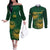 Custom South Africa Cricket Couples Matching Off The Shoulder Long Sleeve Dress and Long Sleeve Button Shirt Go Champions Proteas