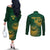 Custom South Africa Cricket Couples Matching Off The Shoulder Long Sleeve Dress and Long Sleeve Button Shirt Go Champions Proteas