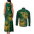 Custom South Africa Cricket Couples Matching Tank Maxi Dress and Long Sleeve Button Shirt Go Champions Proteas - Wonder Print Shop