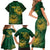 Custom South Africa Cricket Family Matching Short Sleeve Bodycon Dress and Hawaiian Shirt Go Champions Proteas - Wonder Print Shop