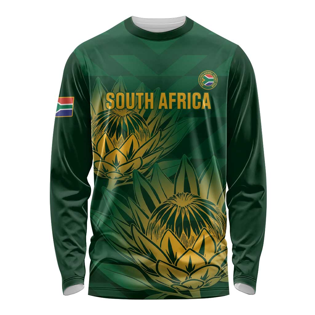 Custom South Africa Cricket Long Sleeve Shirt Go Champions Proteas - Wonder Print Shop