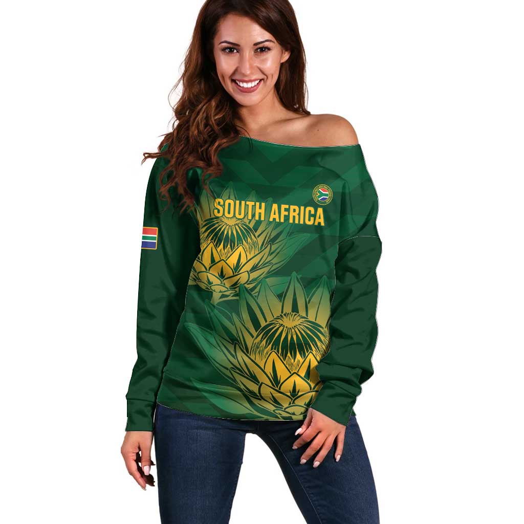 Custom South Africa Cricket Off Shoulder Sweater Go Champions Proteas