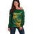 Custom South Africa Cricket Off Shoulder Sweater Go Champions Proteas - Wonder Print Shop