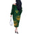 Custom South Africa Cricket Off The Shoulder Long Sleeve Dress Go Champions Proteas - Wonder Print Shop