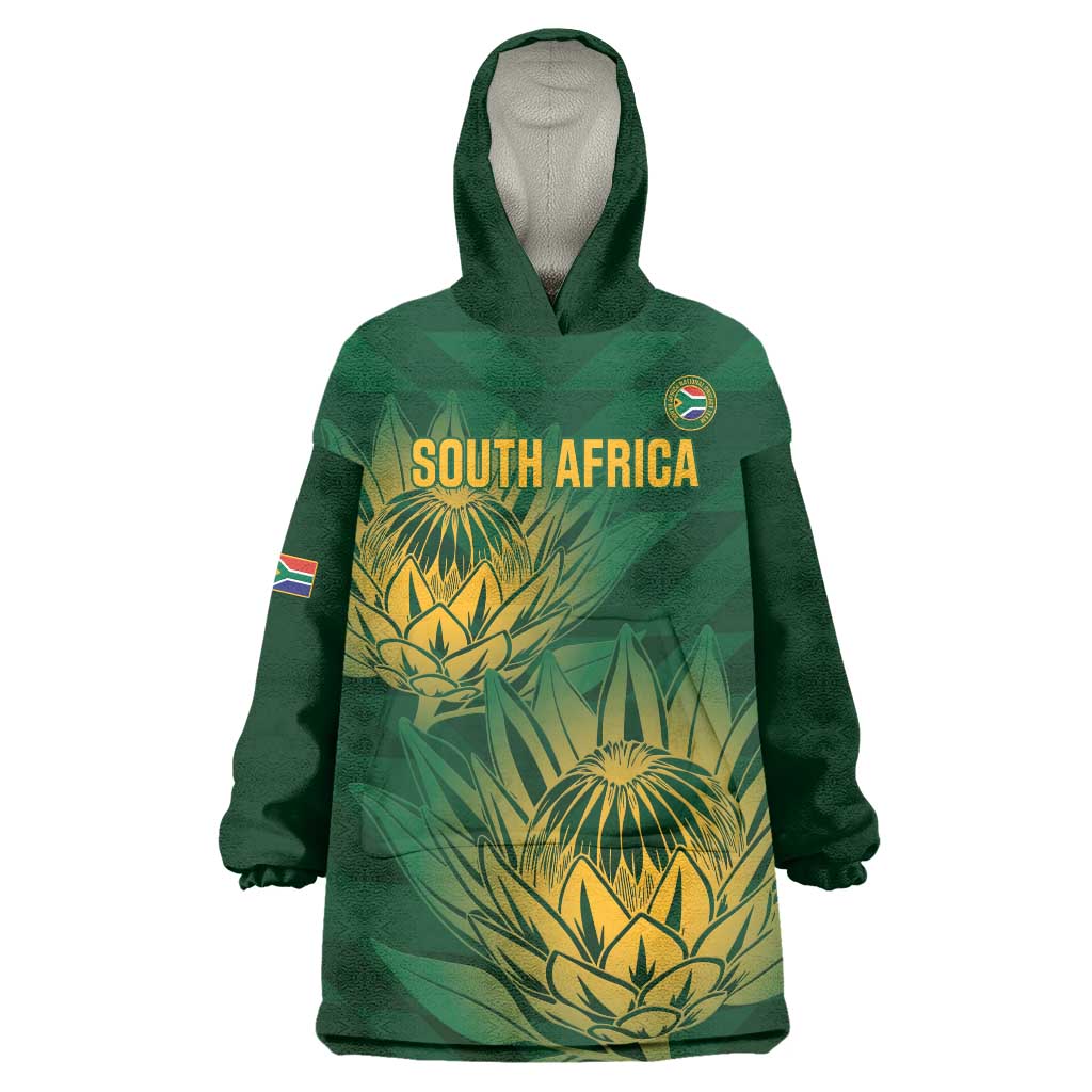 Custom South Africa Cricket Wearable Blanket Hoodie Go Champions Proteas