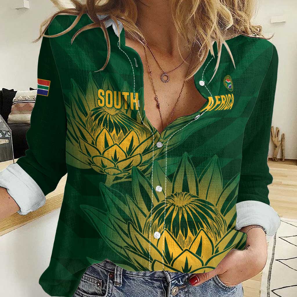 Custom South Africa Cricket Women Casual Shirt Go Champions Proteas