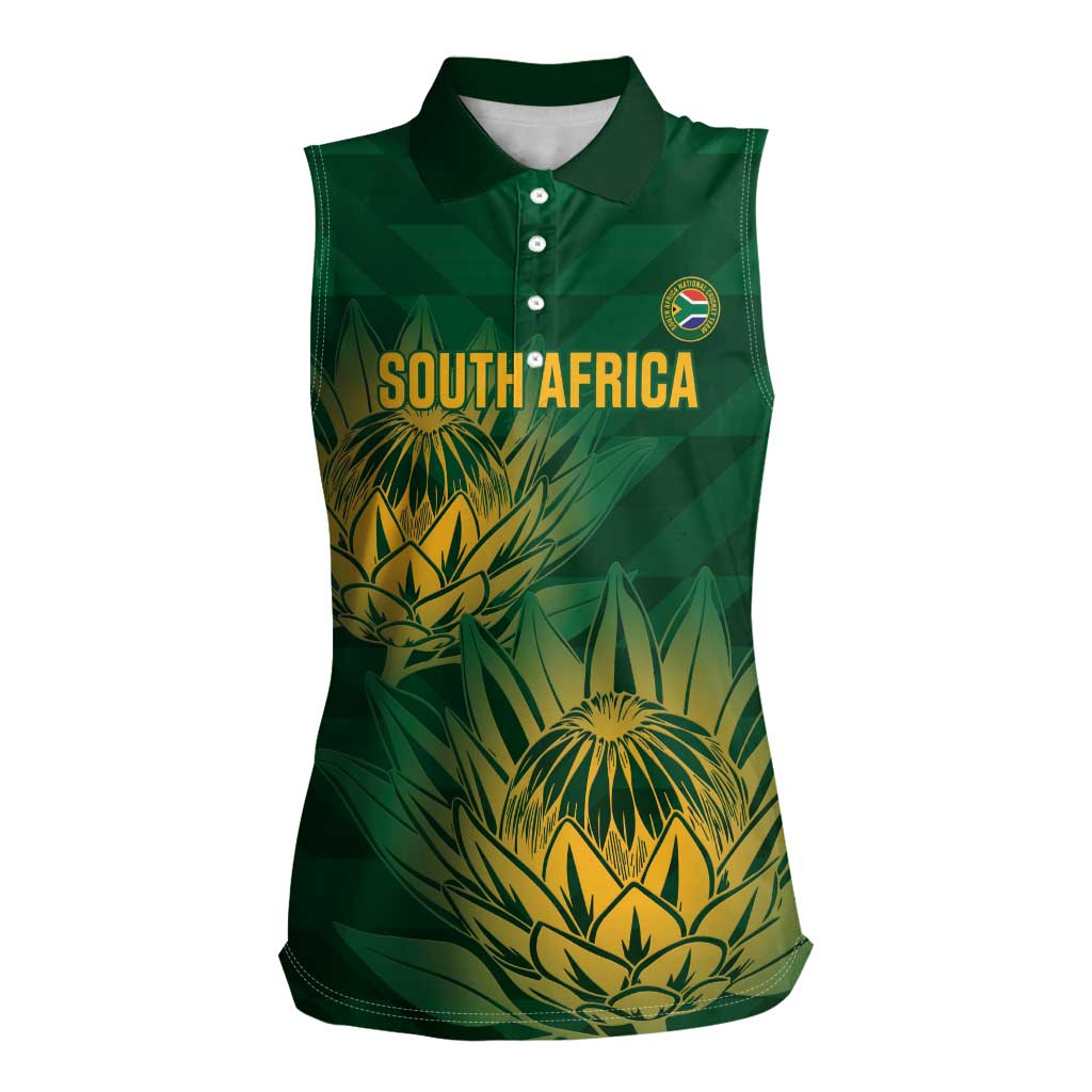 Custom South Africa Cricket Women Sleeveless Polo Shirt Go Champions Proteas