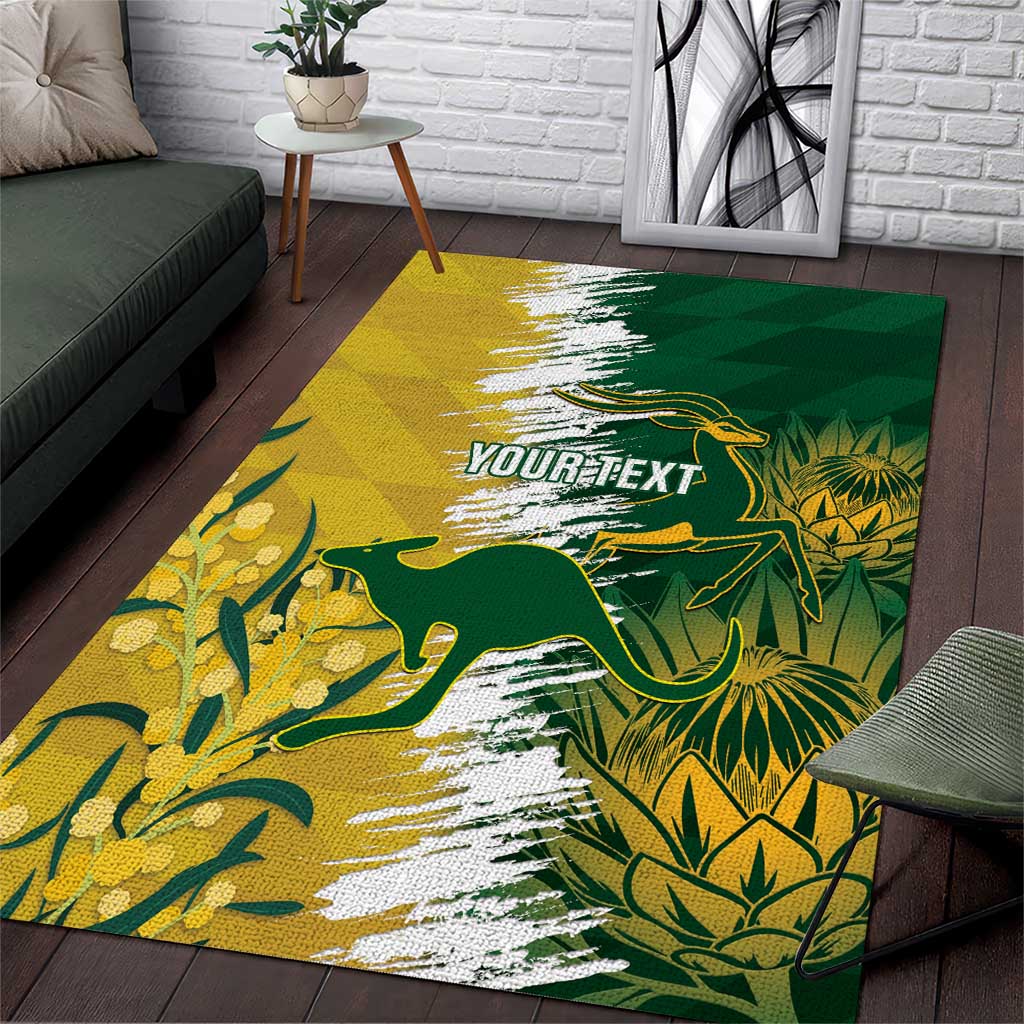 Custom Australia And South Africa Cricket Area Rug Aussies Proteas Together - Wonder Print Shop