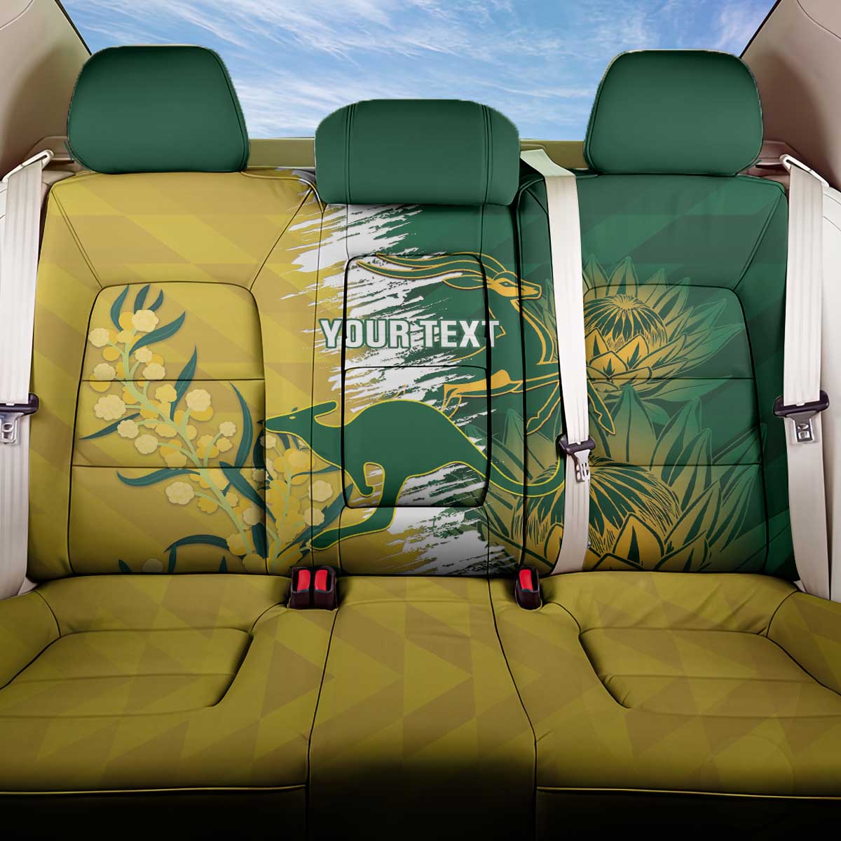 Custom Australia And South Africa Cricket Back Car Seat Cover Aussies Proteas Together - Wonder Print Shop