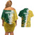 Custom Australia And South Africa Cricket Couples Matching Off Shoulder Short Dress and Hawaiian Shirt Aussies Proteas Together - Wonder Print Shop