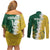 Custom Australia And South Africa Cricket Couples Matching Off Shoulder Short Dress and Long Sleeve Button Shirt Aussies Proteas Together - Wonder Print Shop