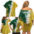 Custom Australia And South Africa Cricket Family Matching Off Shoulder Short Dress and Hawaiian Shirt Aussies Proteas Together - Wonder Print Shop