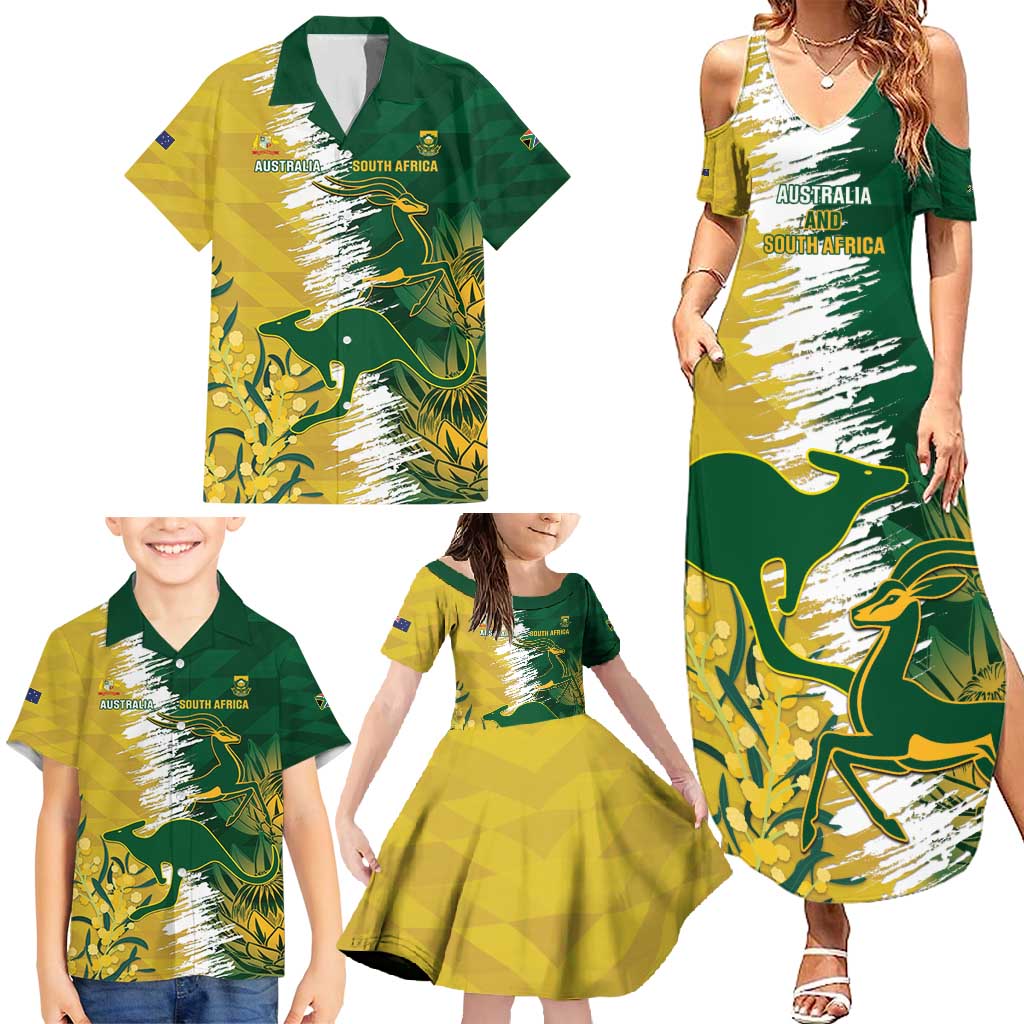 Custom Australia And South Africa Cricket Family Matching Summer Maxi Dress and Hawaiian Shirt Aussies Proteas Together - Wonder Print Shop