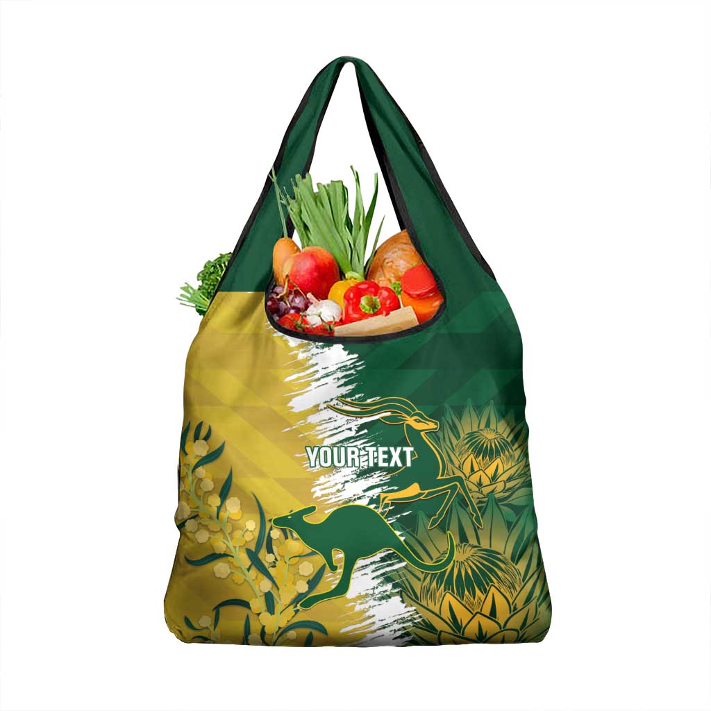 Custom Australia And South Africa Cricket Grocery Bag Aussies Proteas Together