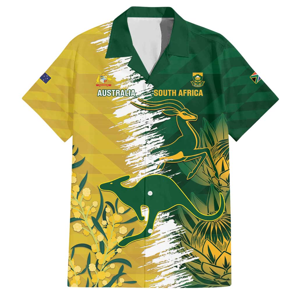 Custom Australia And South Africa Cricket Hawaiian Shirt Aussies Proteas Together - Wonder Print Shop