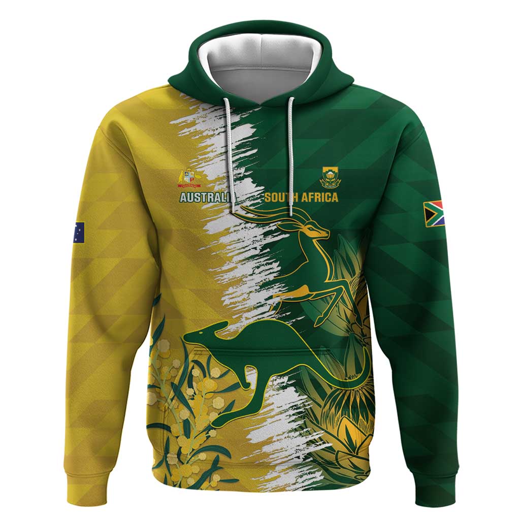 Custom Australia And South Africa Cricket Hoodie Aussies Proteas Together - Wonder Print Shop