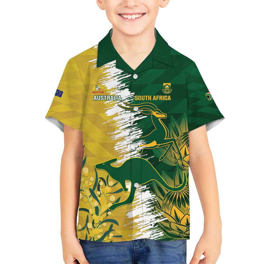 Custom Australia And South Africa Cricket Kid Hawaiian Shirt Aussies Proteas Together - Wonder Print Shop