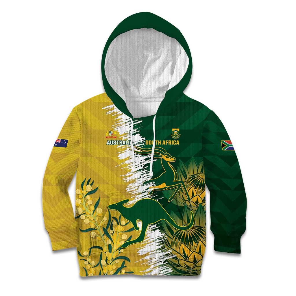 Custom Australia And South Africa Cricket Kid Hoodie Aussies Proteas Together - Wonder Print Shop