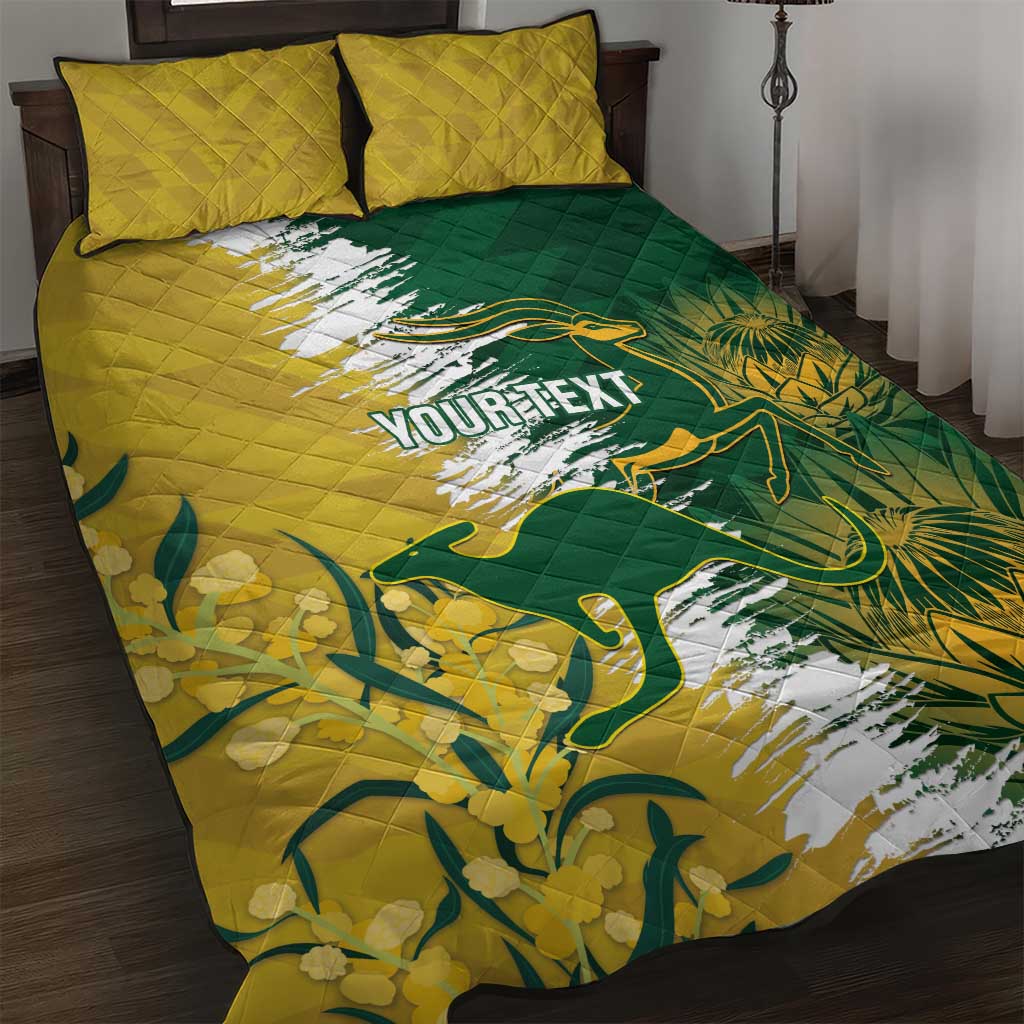 Custom Australia And South Africa Cricket Quilt Bed Set Aussies Proteas Together