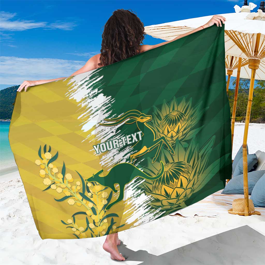 Custom Australia And South Africa Cricket Sarong Aussies Proteas Together