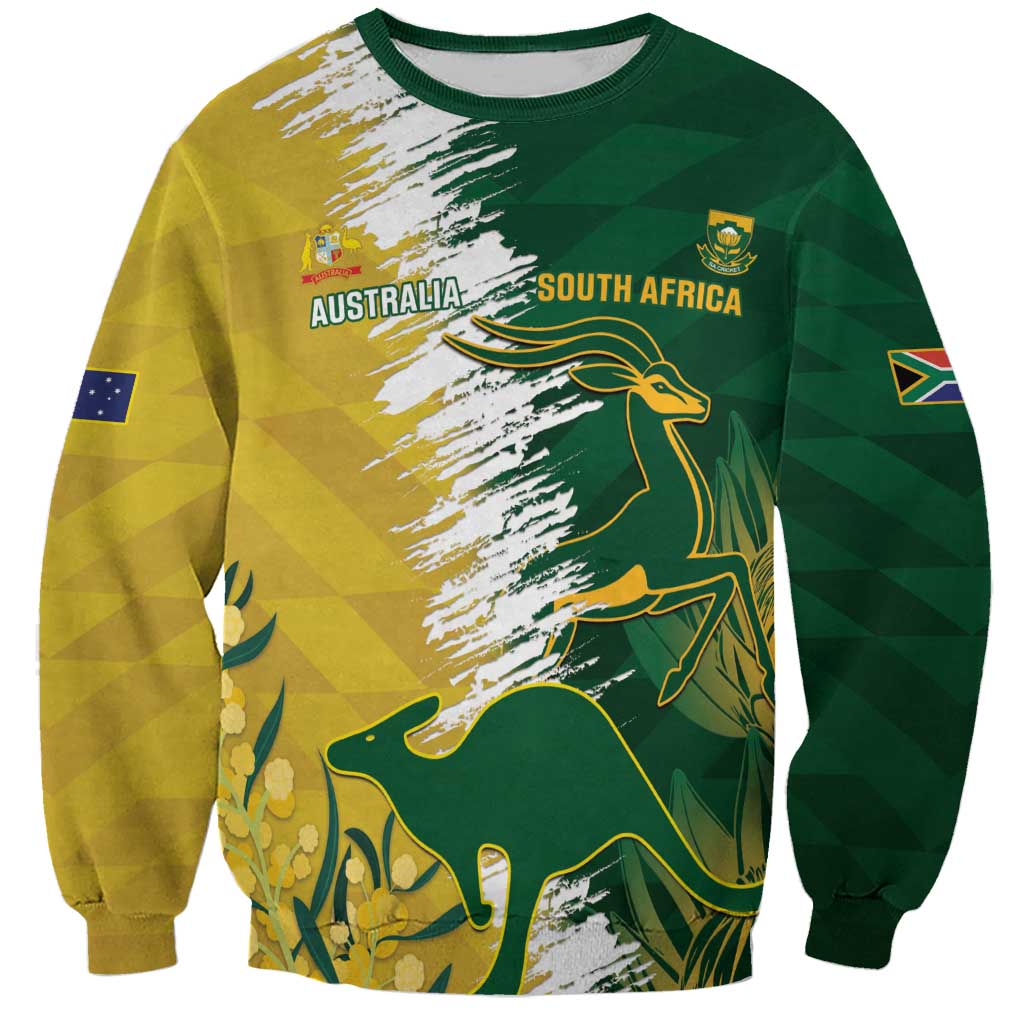 Custom Australia And South Africa Cricket Sweatshirt Aussies Proteas Together