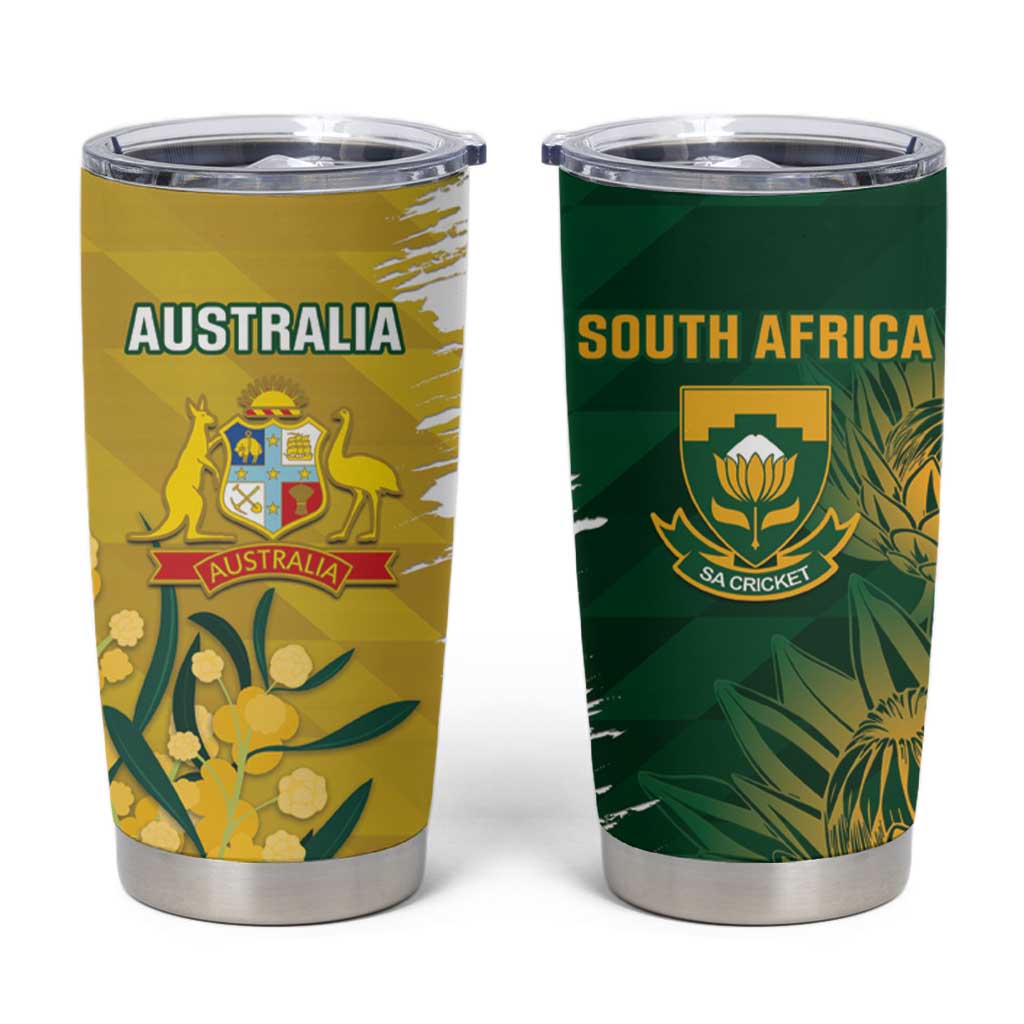 Custom Australia And South Africa Cricket Tumbler Cup Aussies Proteas Together