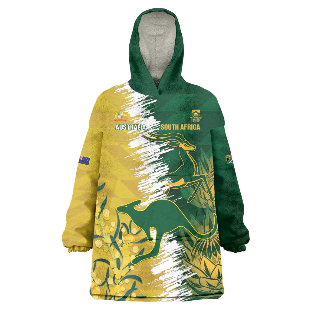 Custom Australia And South Africa Cricket Wearable Blanket Hoodie Aussies Proteas Together