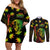 Jamaica Bob Marley Day Couples Matching Off Shoulder Short Dress and Long Sleeve Button Shirt One Love Jamaican Reggae African Pattern