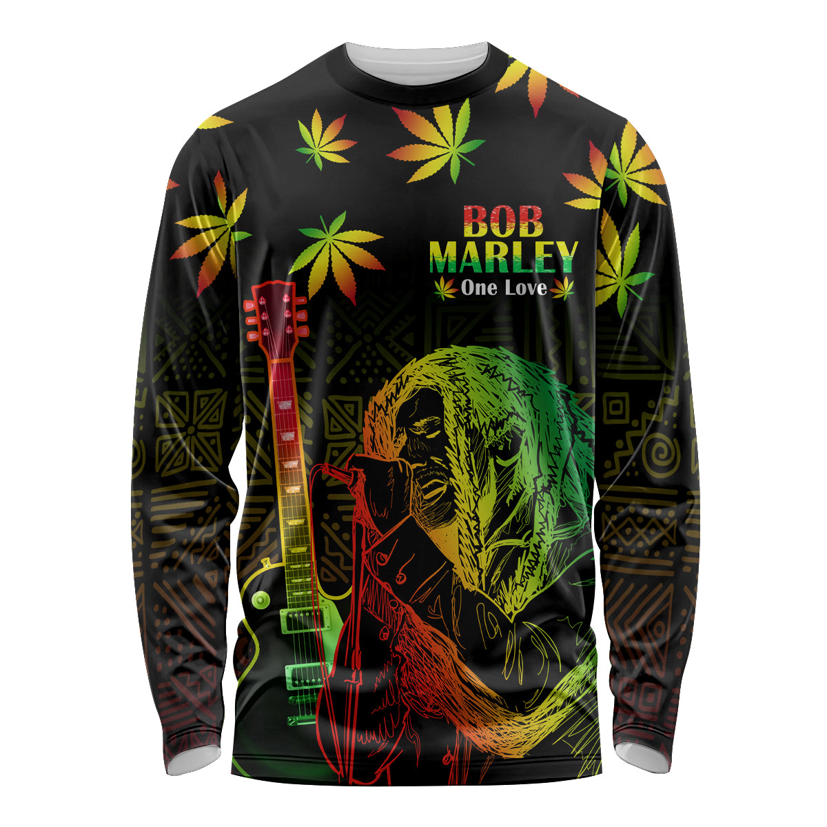 Jamaica Bob Marley Day Long Sleeve Shirt One Love Jamaican Reggae African Pattern