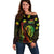 Jamaica Bob Marley Day Off Shoulder Sweater One Love Jamaican Reggae African Pattern