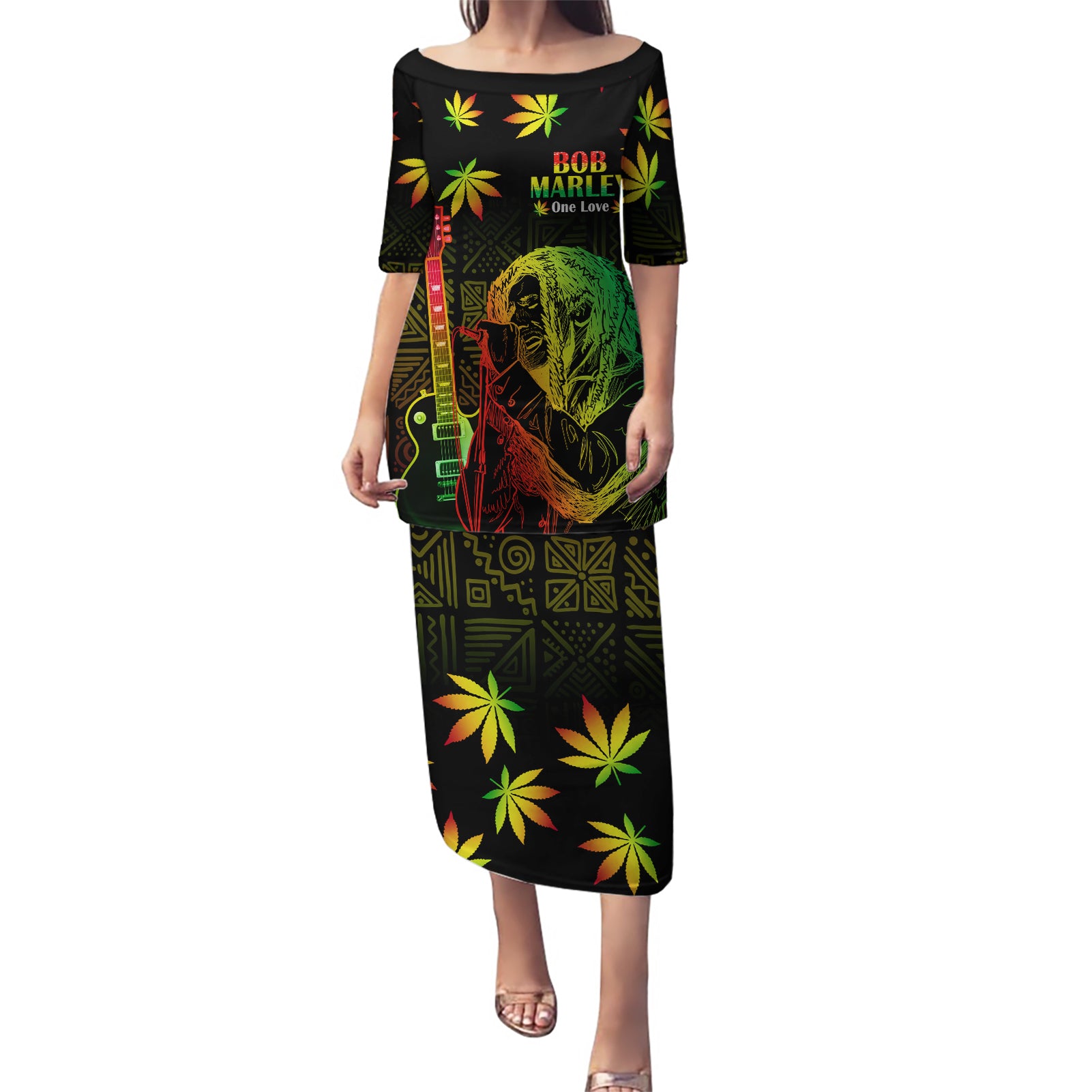 Jamaica Bob Marley Day Puletasi One Love Jamaican Reggae African Pattern