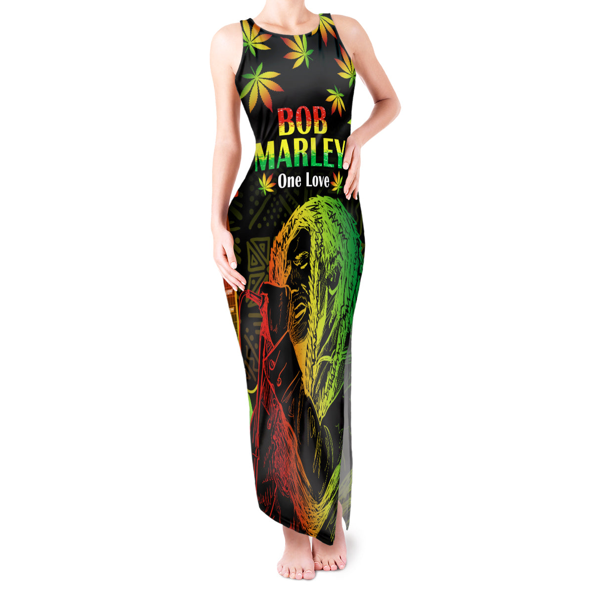 Jamaica Bob Marley Day Tank Maxi Dress One Love Jamaican Reggae African Pattern