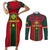 Custom Cameroon Football Couples Matching Short Sleeve Bodycon Dress and Long Sleeve Button Shirt 2024 African Nations Go Champions Lion Style