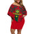 Custom Cameroon Football Family Matching Off Shoulder Short Dress and Hawaiian Shirt 2024 African Nations Go Champions Lion Style