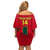 Custom Cameroon Football Family Matching Off Shoulder Short Dress and Hawaiian Shirt 2024 African Nations Go Champions Lion Style