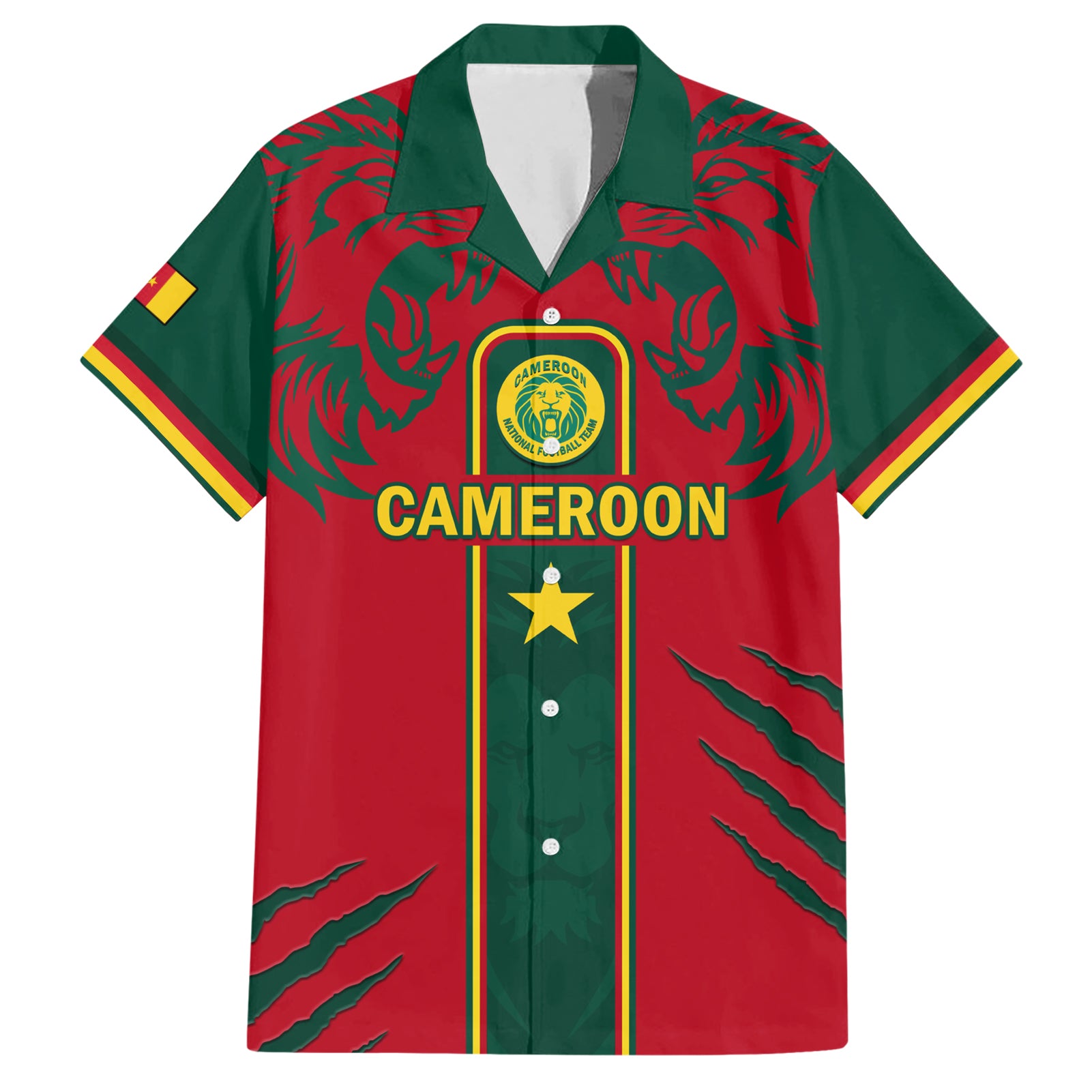 Custom Cameroon Football Hawaiian Shirt 2024 African Nations Go Champions Lion Style - Wonder Print Shop