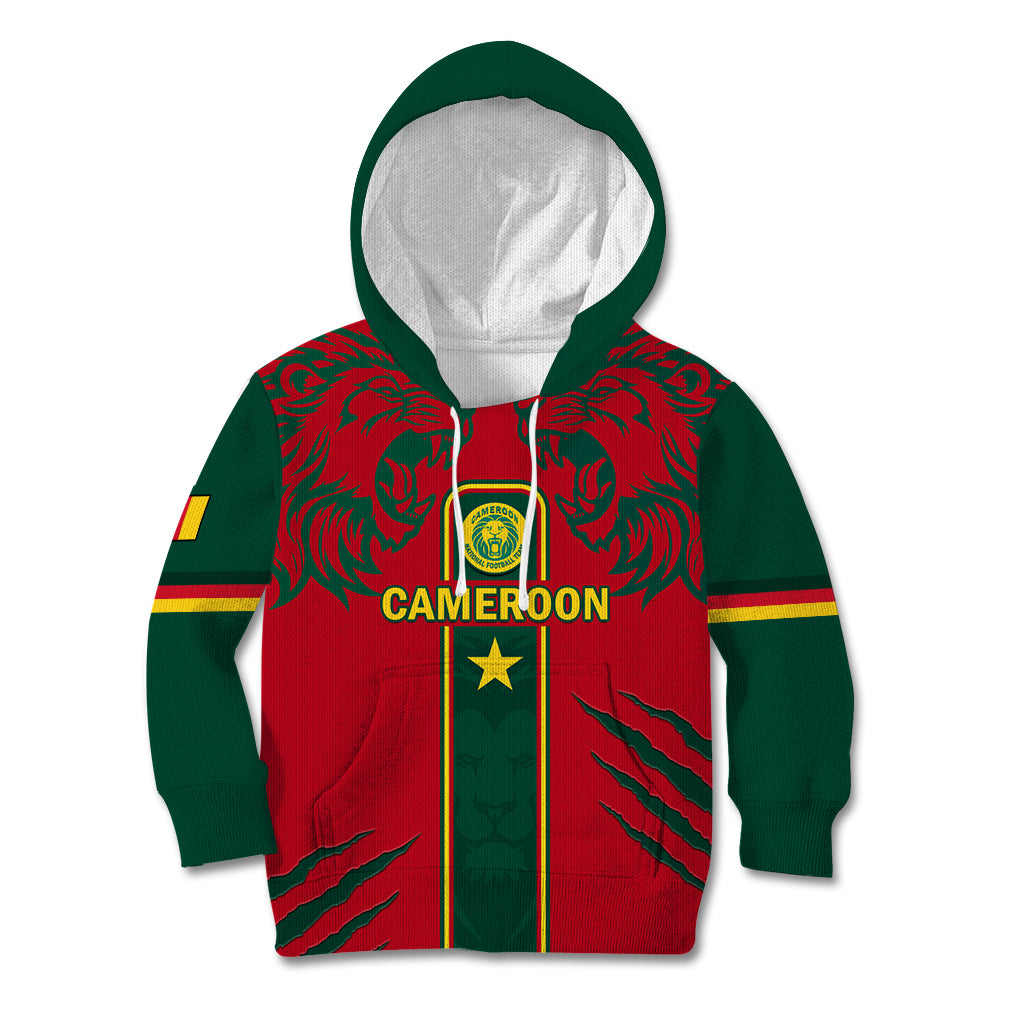 Custom Cameroon Football Kid Hoodie 2024 African Nations Go Champions Lion Style - Wonder Print Shop