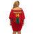 Custom Cameroon Football Off Shoulder Short Dress 2024 African Nations Go Champions Lion Style - Wonder Print Shop